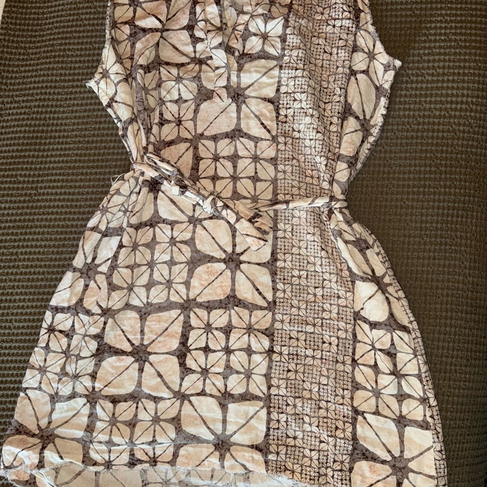 Olivaceous Asymmetrical Dress in Cream and Brown